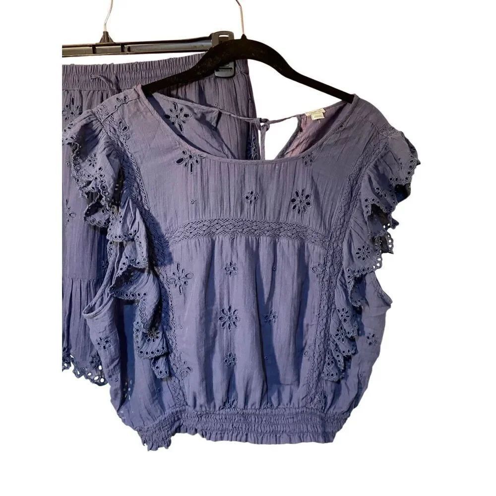 Aerie two piece top and skirt blue BoHo outfit, s/m